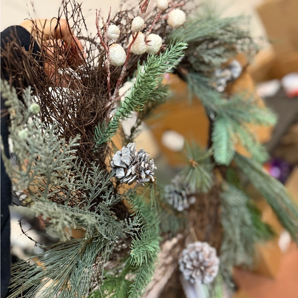 Ashland Green and Brown Holiday Wreath with Pinecones - Picture 3 of 3